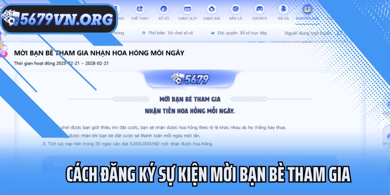Cách đăng ký sự kiện mời bạn bè tham gia
