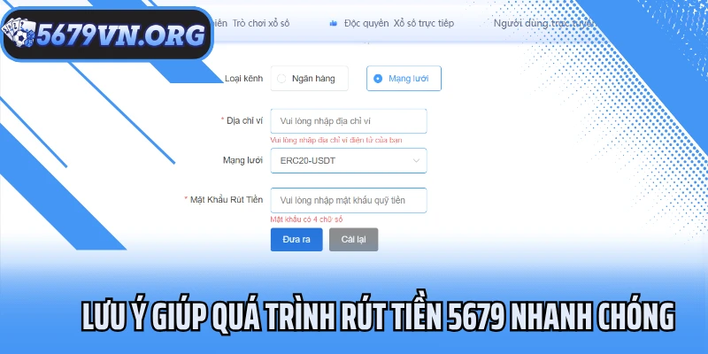 Lưu ý giúp quá trình rút tiền 5679 nhanh chóng